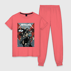 Пижама хлопковая женская Metallica - cool dudes!, цвет: коралловый