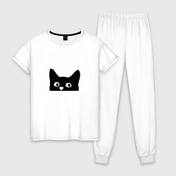 Пижама хлопковая женская Котяра cat, цвет: белый