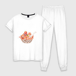 Пижама хлопковая женская Блюдо из чиби Тартальи, цвет: белый