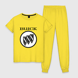 Пижама хлопковая женская Buick Black and White Logo, цвет: желтый