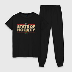 Пижама хлопковая женская Minnesota Wild NHL Миннесота Уайлд НХЛ, цвет: черный