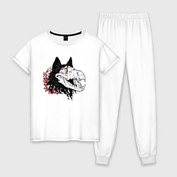 Пижама хлопковая женская Fashionable avant-garde wolf, цвет: белый