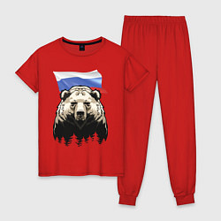 Пижама хлопковая женская Русский спокойный хозяин леса, цвет: красный