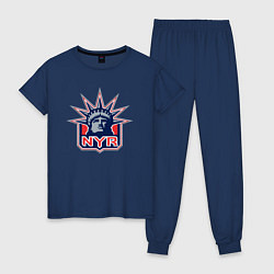 Пижама хлопковая женская Нью Йорк Рейнджерс New York Rangers, цвет: тёмно-синий