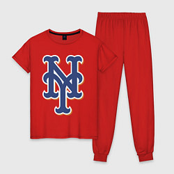 Пижама хлопковая женская New York Mets - baseball team, цвет: красный