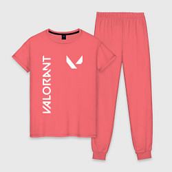 Пижама хлопковая женская Valorant - Logo, цвет: коралловый