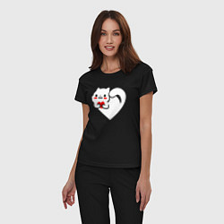 Пижама хлопковая женская Сердцекот, цвет: черный — фото 2