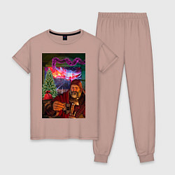 Пижама хлопковая женская Новогодний ведьмак Барон, цвет: пыльно-розовый