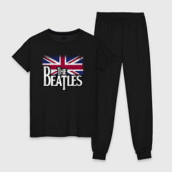 Пижама хлопковая женская The Beatles Great Britain Битлз, цвет: черный