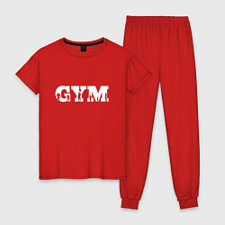 Пижама хлопковая женская GYM- образ жизни, цвет: красный