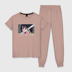 Пижама хлопковая женская Микаса Аккерман Атака Титанов, цвет: пыльно-розовый