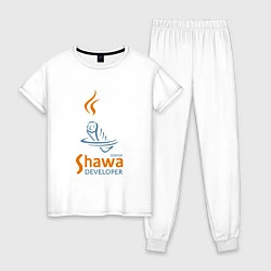 Пижама хлопковая женская Senior Shawa Developer, цвет: белый