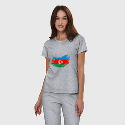 Пижама хлопковая женская Флаг - Азербайджан, цвет: меланж — фото 2
