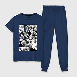 Пижама хлопковая женская Дио Брандо Панель манги, цвет: тёмно-синий