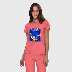 Пижама хлопковая женская Sonic Adventure Sonic, цвет: коралловый — фото 2
