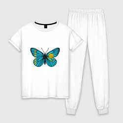 Пижама хлопковая женская Бабочка - Казахстан, цвет: белый