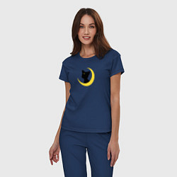 Пижама хлопковая женская Луна пара Артемиса, цвет: тёмно-синий — фото 2