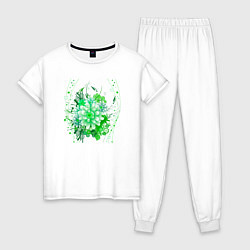 Пижама хлопковая женская Пышная яркая зелень, цвет: белый