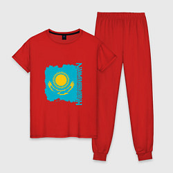 Пижама хлопковая женская Kazakhstan Sun, цвет: красный