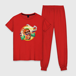 Пижама хлопковая женская Сеньоро пицца, цвет: красный