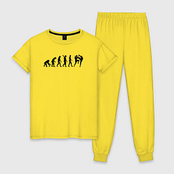 Пижама хлопковая женская Эволюция Муай Тай, цвет: желтый