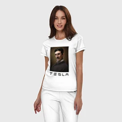 Пижама хлопковая женская Тесла 2022, цвет: белый — фото 2