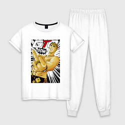 Пижама хлопковая женская Onizuka fuck pow, цвет: белый
