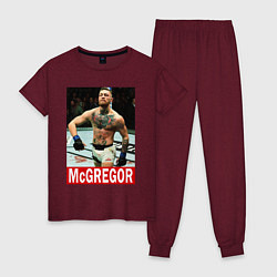 Пижама хлопковая женская Конор МакГрегор McGregor, цвет: меланж-бордовый