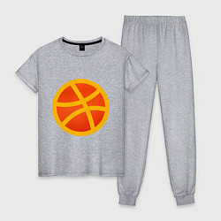 Пижама хлопковая женская Баскетбольный неоновый мяч, цвет: меланж