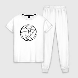 Пижама хлопковая женская Волейболист волейбольный мяч, цвет: белый