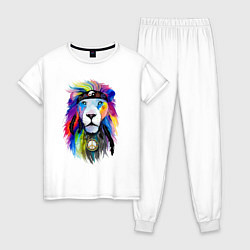 Пижама хлопковая женская Color lion! Neon!, цвет: белый