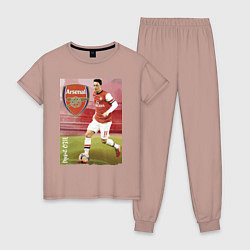 Пижама хлопковая женская Arsenal, Mesut Ozil, цвет: пыльно-розовый