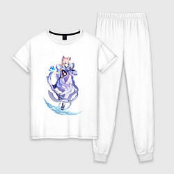 Пижама хлопковая женская Кокоми с рыбками, цвет: белый
