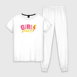 Пижама хлопковая женская Girl Power, цвет: белый
