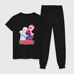 Пижама хлопковая женская Хвост Феи Fairy Tail, Нацу и Люси, цвет: черный