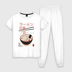 Пижама хлопковая женская Японский стиль рамен, цвет: белый