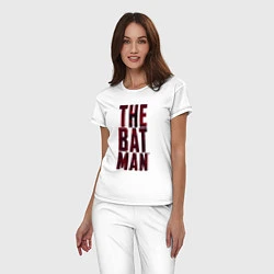 Пижама хлопковая женская The Batman Text logo, цвет: белый — фото 2