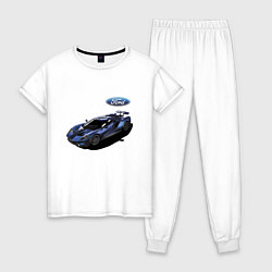 Пижама хлопковая женская Ford Racing team Motorsport, цвет: белый
