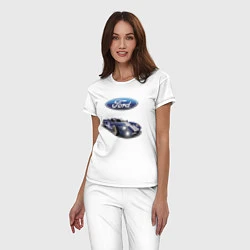 Пижама хлопковая женская Ford Racing team, цвет: белый — фото 2