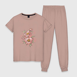 Женская пижама Нежные розовые цветы