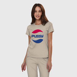 Пижама хлопковая женская Pepsi Pussy, цвет: миндальный — фото 2