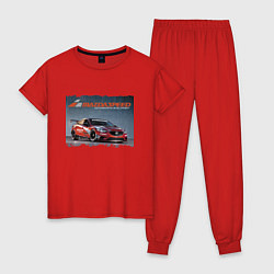 Пижама хлопковая женская Mazda Motorsports Development, цвет: красный