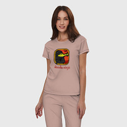 Пижама хлопковая женская Doodle ninja, цвет: пыльно-розовый — фото 2