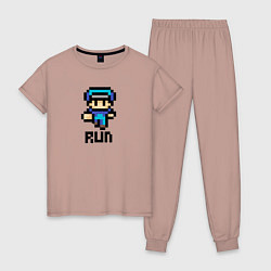 Пижама хлопковая женская Police officer Run, цвет: пыльно-розовый