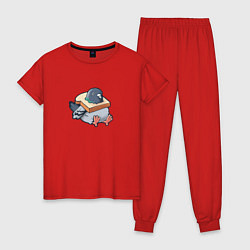 Пижама хлопковая женская Hungry Pigeon, цвет: красный