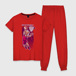 Пижама хлопковая женская Кабан баскетболист, цвет: красный