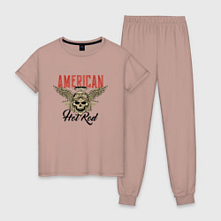 Пижама хлопковая женская American Hot Rod, цвет: пыльно-розовый