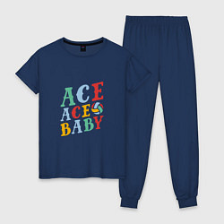 Пижама хлопковая женская Ace Ace Baby, цвет: тёмно-синий