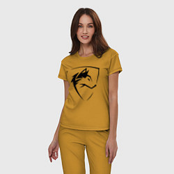 Пижама хлопковая женская Wolf Emblem Jaw, цвет: горчичный — фото 2