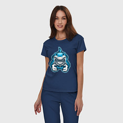 Пижама хлопковая женская Shark player, цвет: тёмно-синий — фото 2